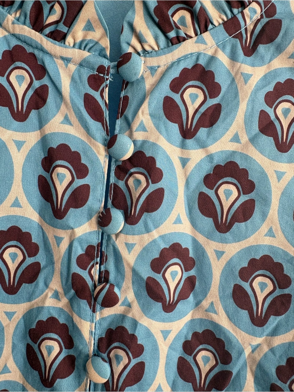 ❤️ NEW entro Light Blue Printed Midi Dress with Ruffle Hem - Picture 3 of 11